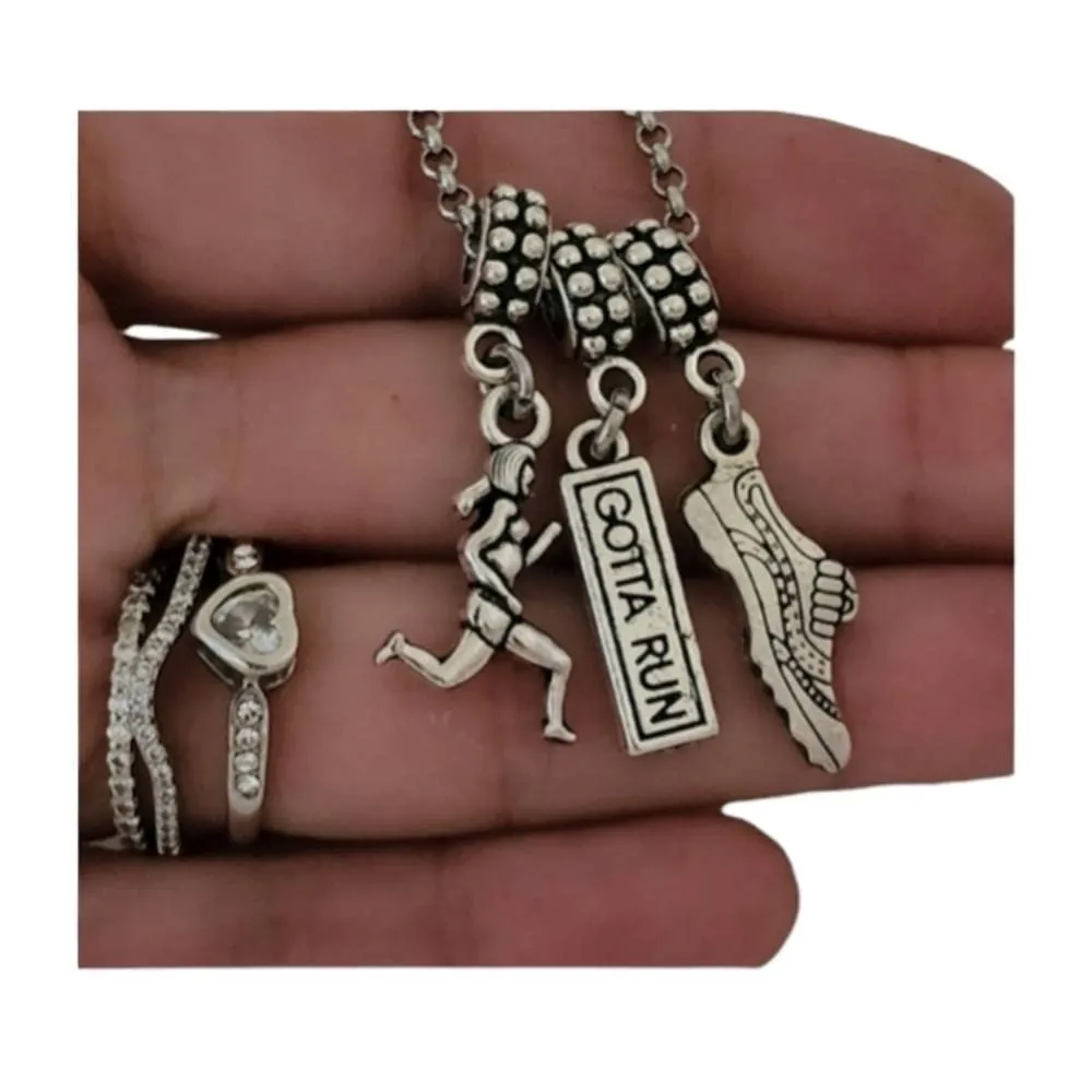 Runner Running Shoes Charm with Bracelet Necklace Keychain for Girls Women Track Cross Country Marathon Runner Gift