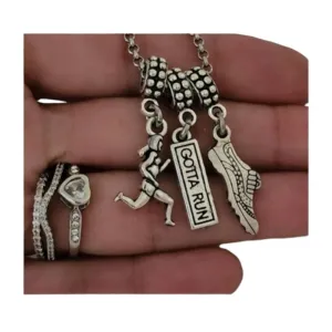 Runner Running Shoes Charm with Bracelet Necklace Keychain for Girls Women Track Cross Country Marathon Runner Gift