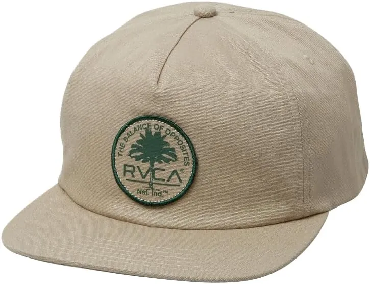 RVCA Men's Park Stamp Cotton Twill Snapback Hat Khaki