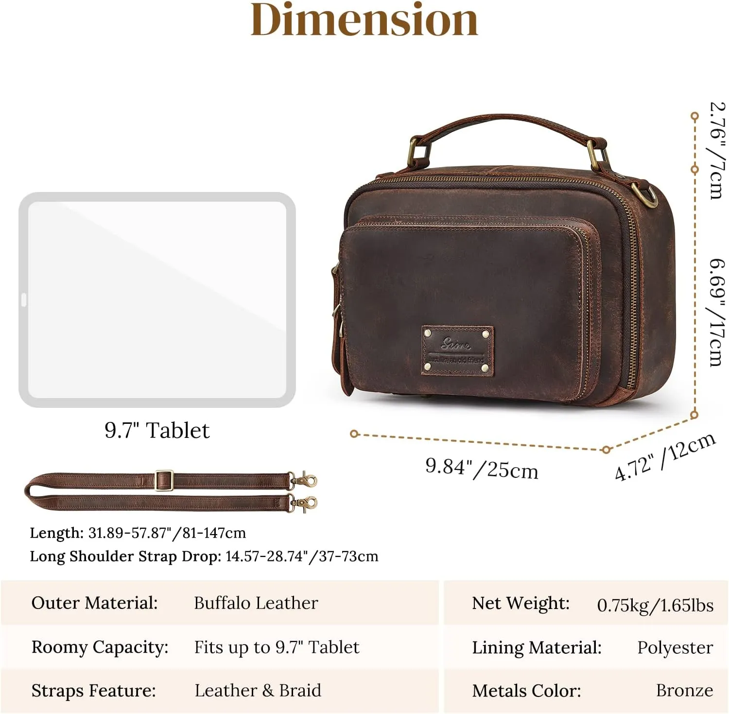 S-ZONE Genuine Leather Crossbody Purses for Women Vintage Top Handle Handbags Shoulder Bag