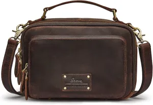 S-ZONE Genuine Leather Crossbody Purses for Women Vintage Top Handle Handbags Shoulder Bag