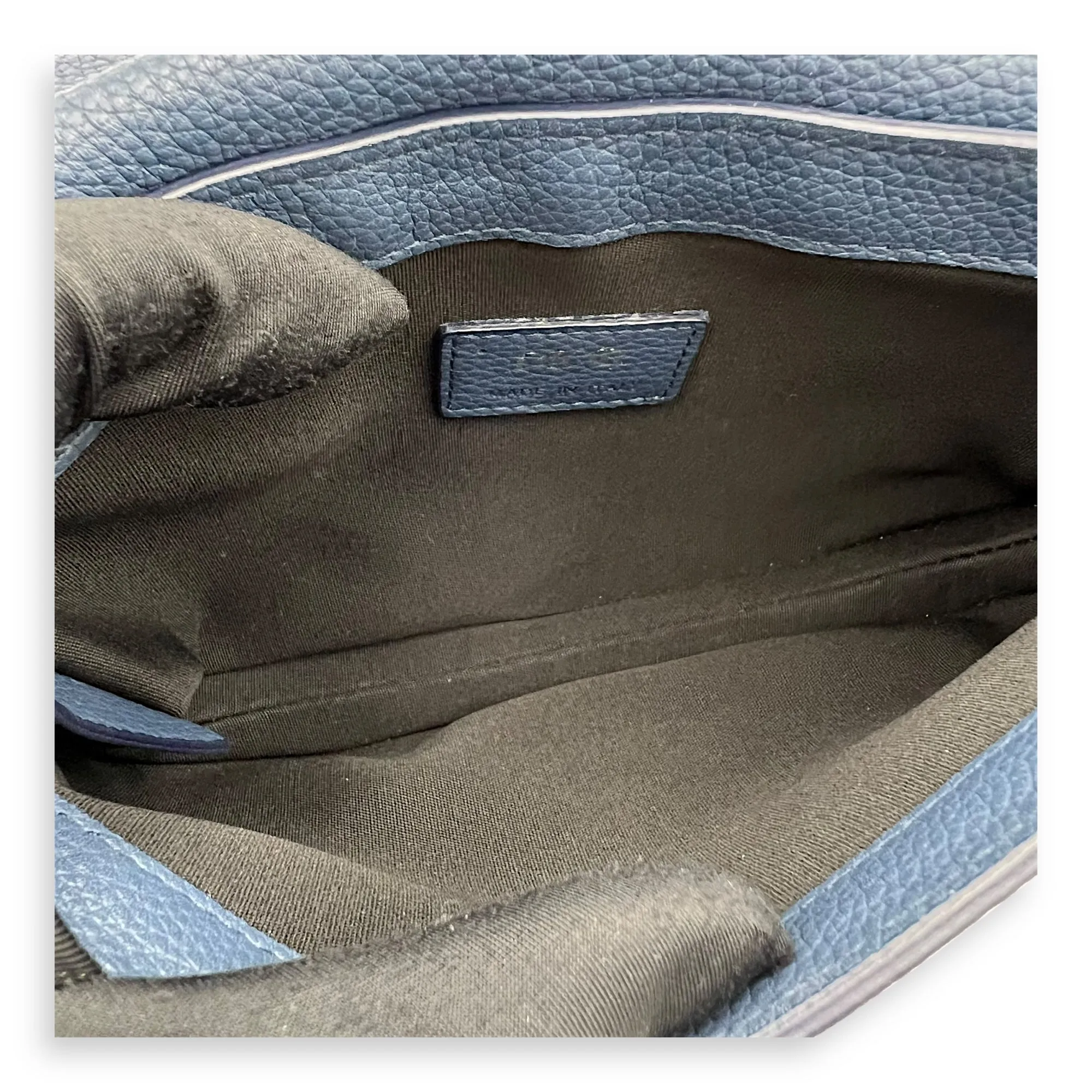 Saddle Crossbody Bag Blue in Calfskin, Silver hardware