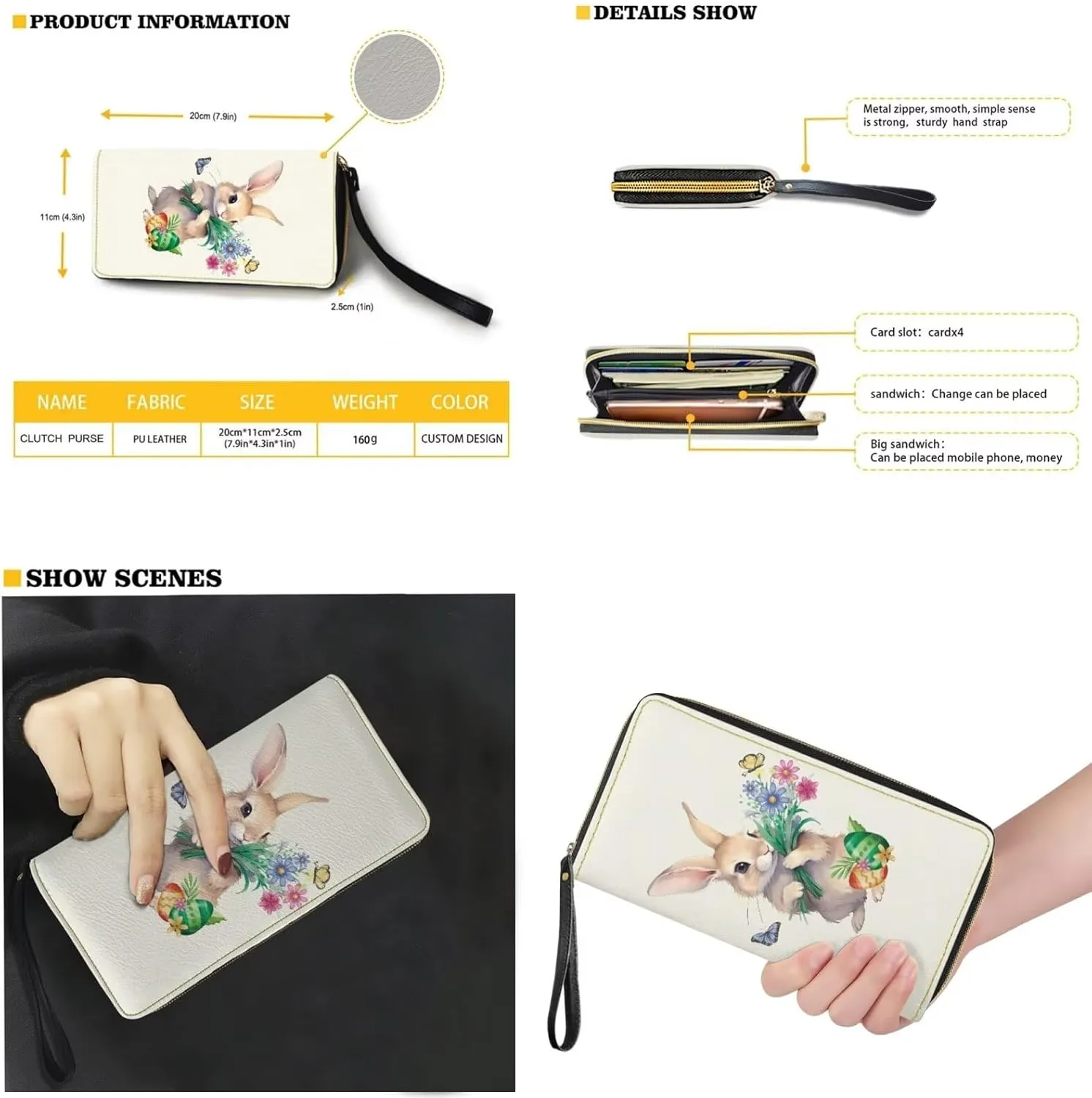 Saddle Purses for Women Easter Day Shoulder Bags Zipper Wallet 2 Pcs