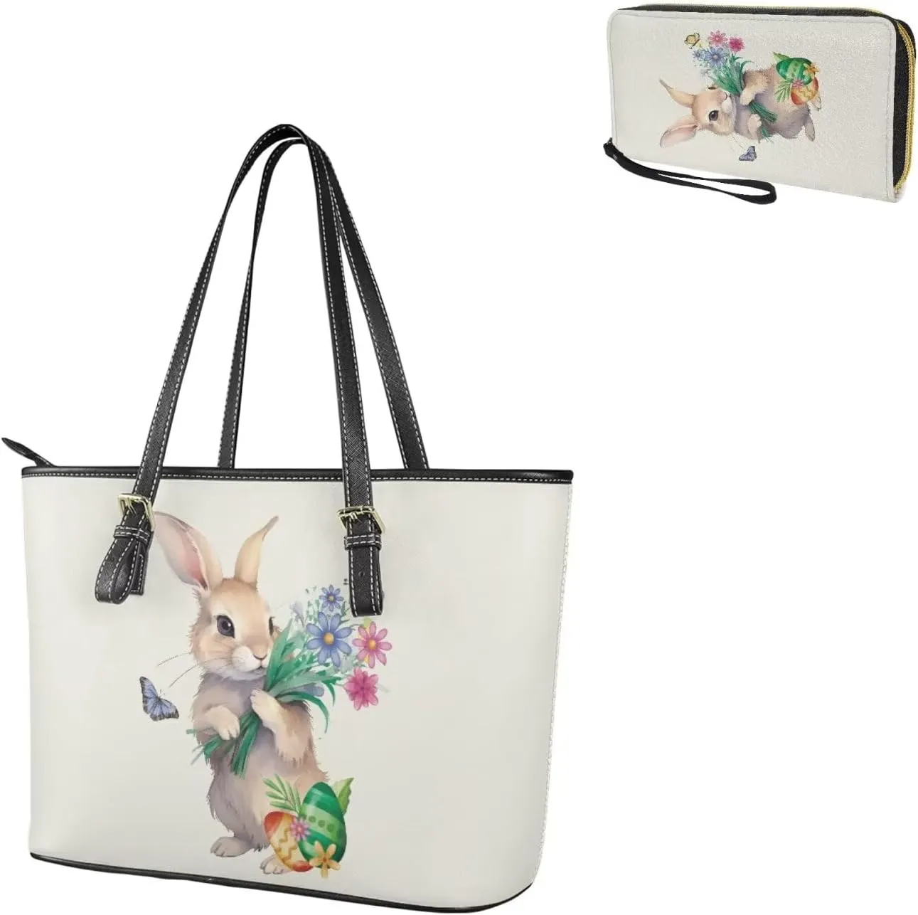 Saddle Purses for Women Easter Day Shoulder Bags Zipper Wallet 2 Pcs
