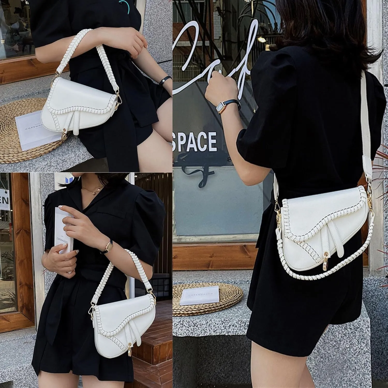 Saddle Shoulder Bag,Saddle Underarm Bag with Crossbody Shoulder Strap,Retro Crossbody Bags Underarm Vintage Handbag Satchel