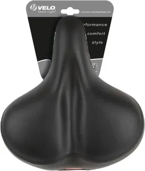 Safety Saddle, Bicycle Saddle, Touring Saddle, Shock-Absorbing elastomer Suspension, O-Zone Base Cut, Abrasion Protection, 265 x 240 mm, Black