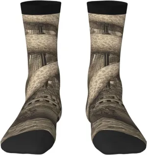 Sailing Pirate Octopus Crew Socks Unisex Cushioned Breathable Athletic Ankle Socks Casual Calf Socks for Running
