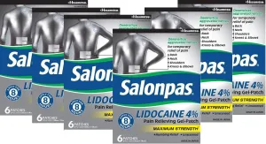 Salonpas LIDOCAINE Special 6 PACK Pain Relieving Maximum Strength Gel Patch!