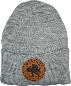 Sasquatch Beanie Bigfoot Hide & Seek Champion Leather Patch