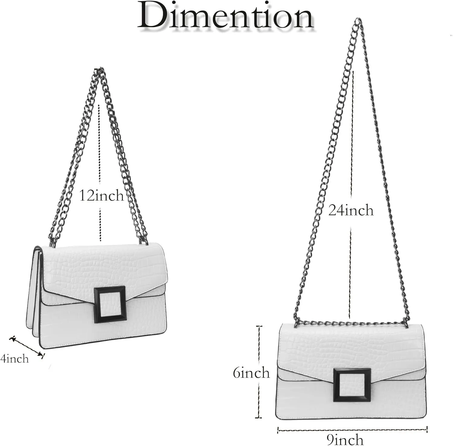 Satchel Crossbody Bag for Women - Crocodile Print Shoulder Purse Luxury PU Leather Handbags With Chain Straps