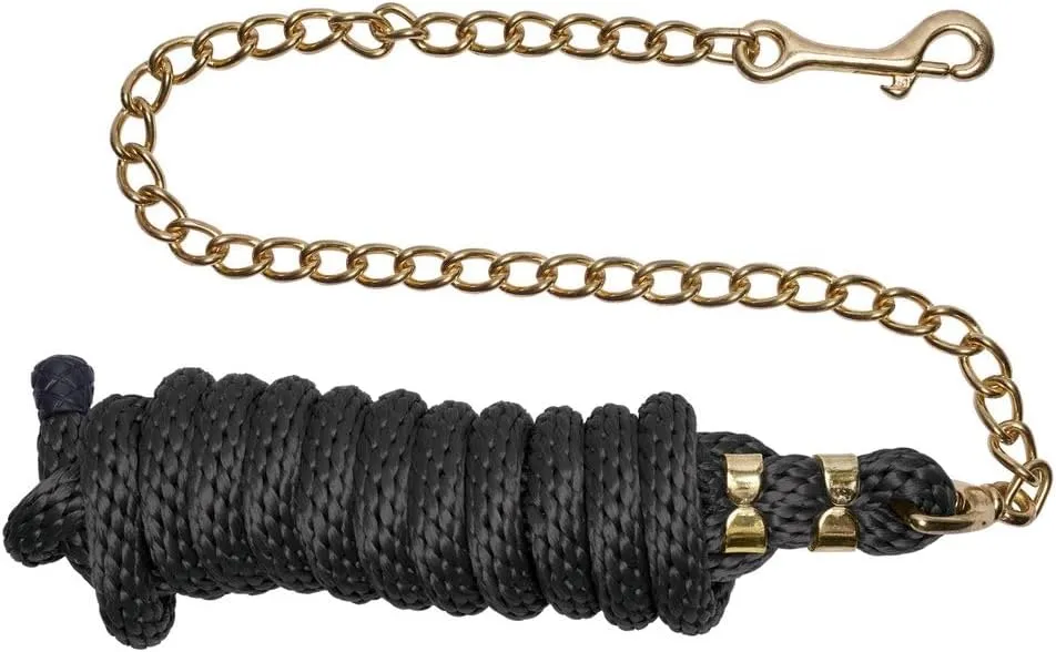 Schneiders Nylon Lead Rope with Brass Plated Chain | Durable & Rot-Resistant | 30 Brass-Plated Chain for Added Control