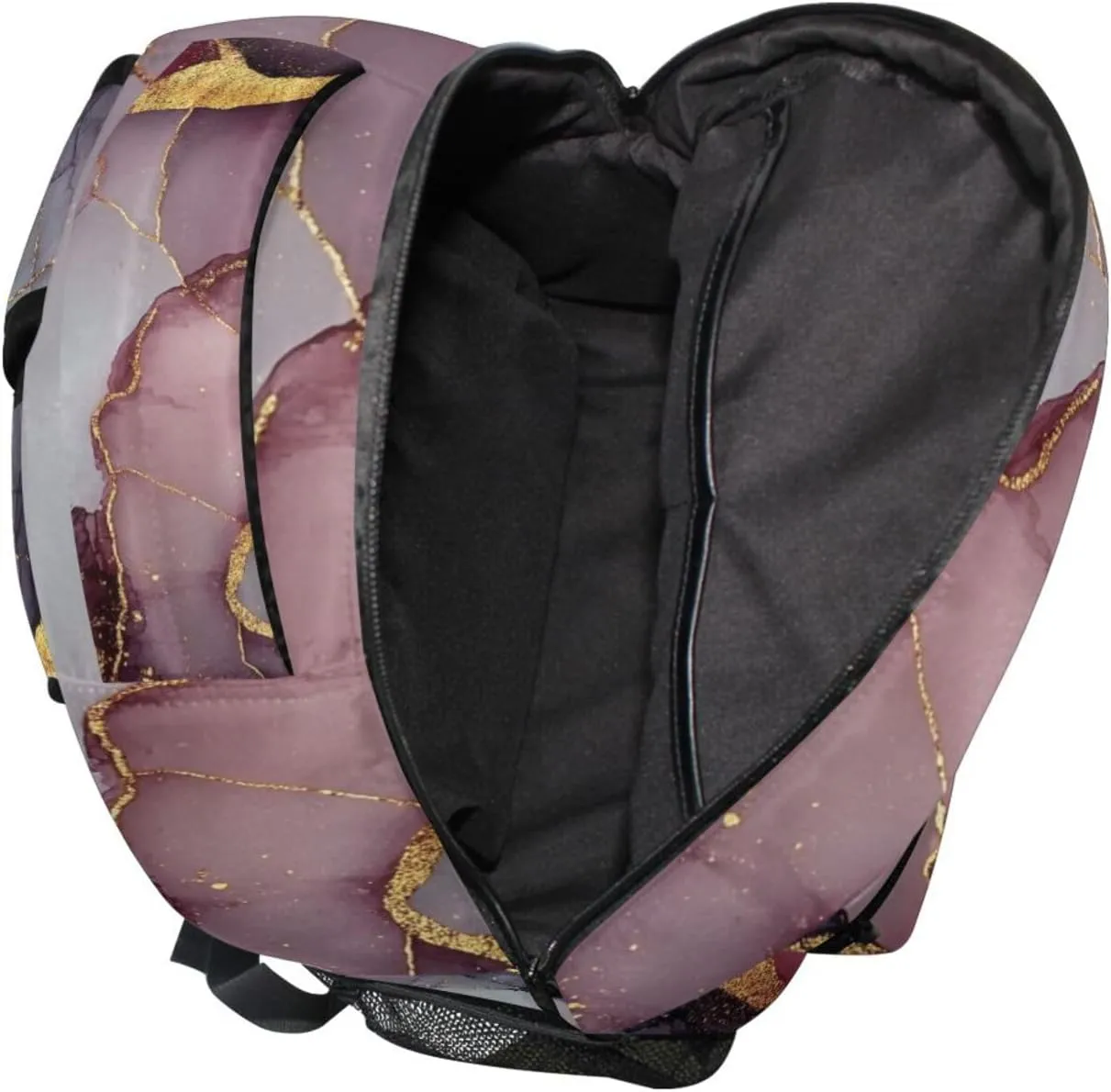 School Backpack for Unisex Adult Fashion Backpack with Chest Strap for Business Work College Travel Trip Marble Burgundy Gray