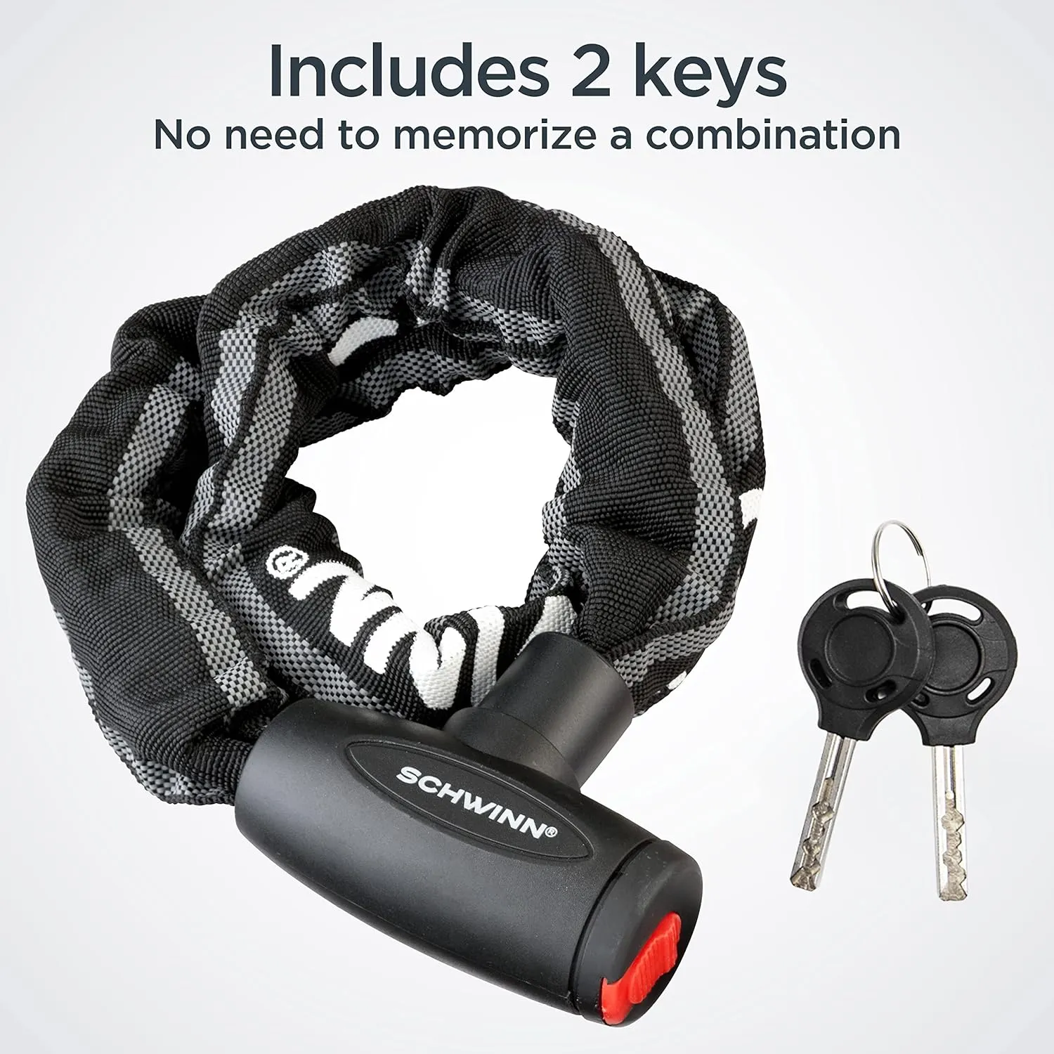 Schwinn Reflective Chain Key Lock for Bike, 3 feet x 8mm Anti Theft Bicycle Lock, Security Level 4