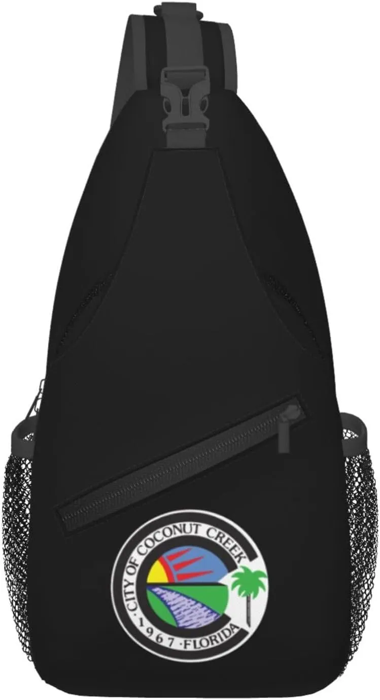 Seal Of Coconut Creek, Florida Crossbody Bags For Women Men Chest Backpack Gym Shoulder Bag Travel Outdoor Sports Casual Crossbody Bags