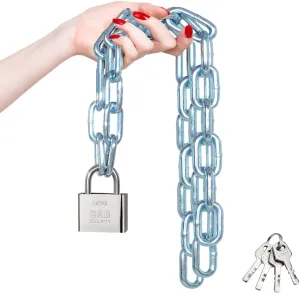 Security Chain Lock, 39 Inch Heavy Duty 8mm Chain and Lock, Galvanized Anti-Rust and Anti-Theft Chain and Padlock - Chain Lock for Bike, Bicycle, Scooter, Motorcycle, Door, Gate, Fence