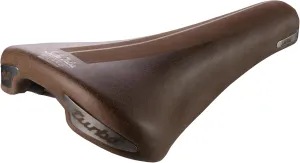Selle Italia Turbo Bullitt Classic Vintage Retro City Bike Saddle with Leather Cover and FEC Alloy Frame - Brown