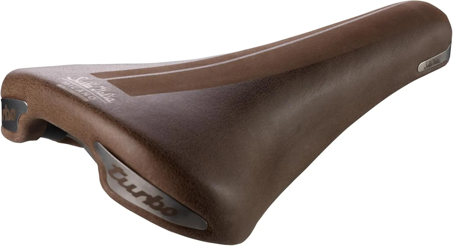 Selle Italia Turbo Bullitt Classic Vintage Retro City Bike Saddle with Leather Cover and FEC Alloy Frame - Brown