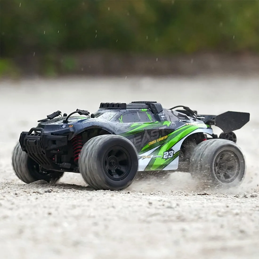 SG118PRO 1/18 RC Simulation Off-Road Car, Full-Proportional 4WD, 35KM/h High-Speed RC Monster Truck with Three Lighting Modes (Carbon Brush Version/Black and Green)
