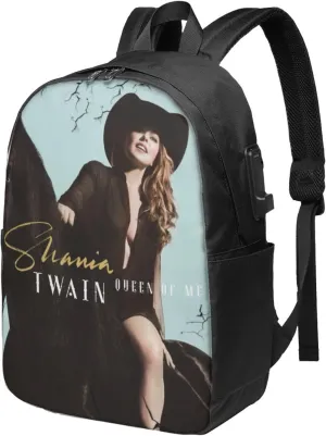 Shania Great Artist Twain Laptop Backpack Gym Bags Business Backpack Breathable Travel Bags Unisex Adult Casual Daypack for Indoor Computer Bag with Usb Charging Port