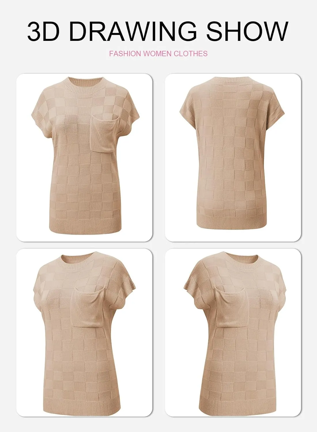 SHEWIN Womens Summer Cap Sleeve Tops Casual Crewneck Knit Short Sleeve Sweater Loose Fit Lightweight Shirts