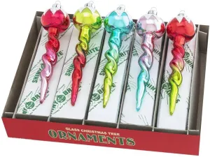 Shiny Brite Festive Fete 5 Count 5" Glass Icicles