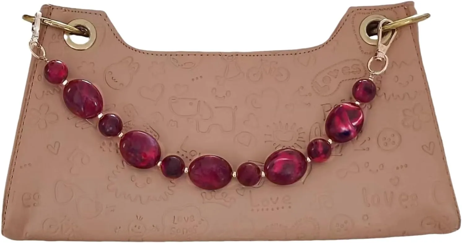 Short Purse Chain 13.2 inch Bead Purse Strap Decorative Acrylic Purse Chain Extender for Handbag Underarm Bag(Red)