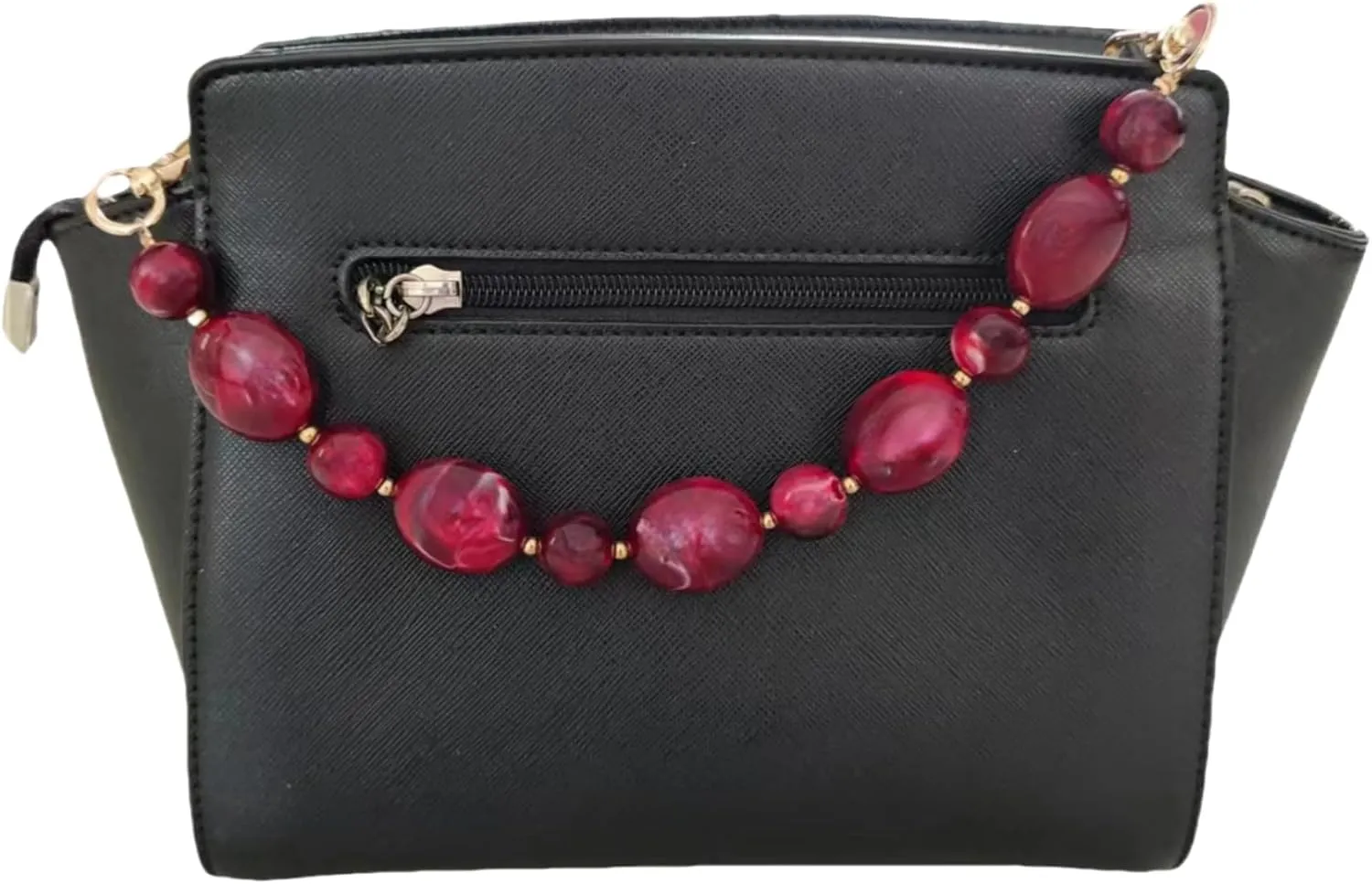 Short Purse Chain 13.2 inch Bead Purse Strap Decorative Acrylic Purse Chain Extender for Handbag Underarm Bag(Red)