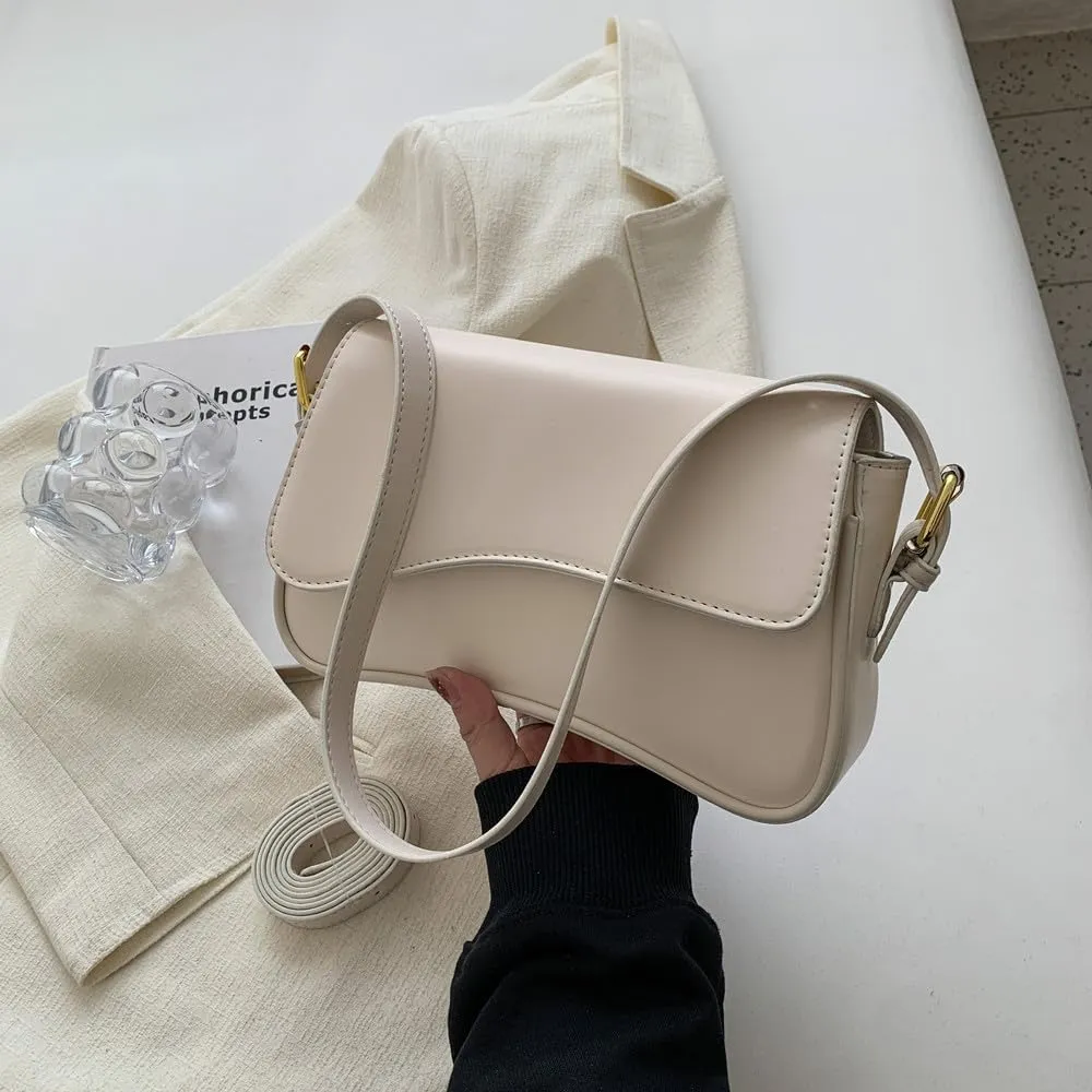 Shoulder Bag for Women Vegan Leather Hobo Handbags Y2K Trendy Saddle Bag Clutch Purse with 2 Removable Strap