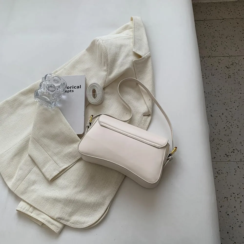 Shoulder Bag for Women Vegan Leather Hobo Handbags Y2K Trendy Saddle Bag Clutch Purse with 2 Removable Strap