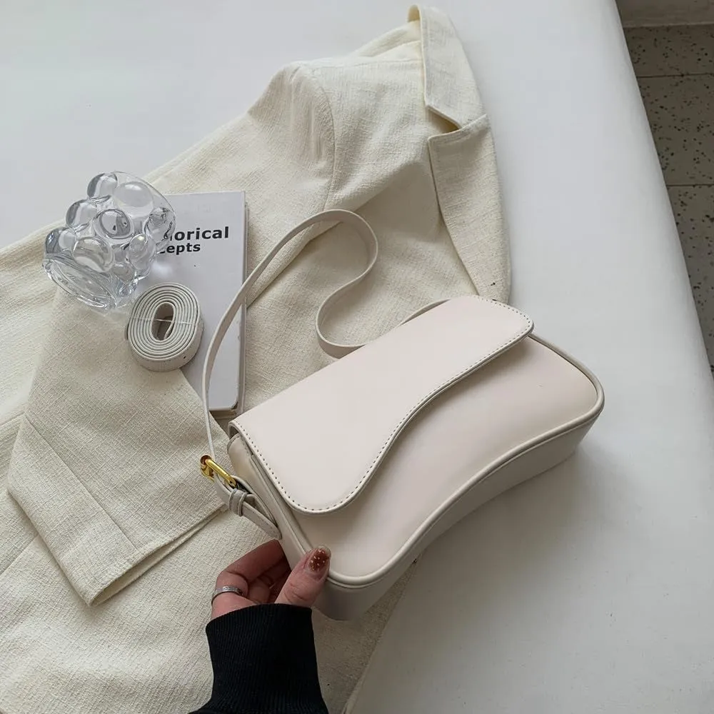 Shoulder Bag for Women Vegan Leather Hobo Handbags Y2K Trendy Saddle Bag Clutch Purse with 2 Removable Strap