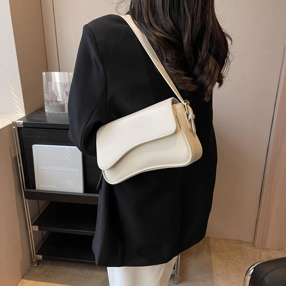 Shoulder Bag for Women Vegan Leather Hobo Handbags Y2K Trendy Saddle Bag Clutch Purse with 2 Removable Strap
