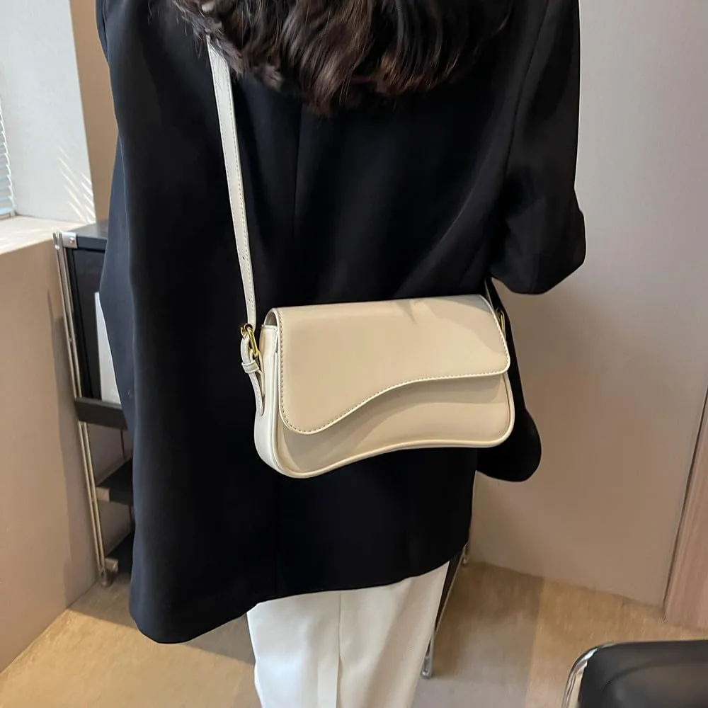 Shoulder Bag for Women Vegan Leather Hobo Handbags Y2K Trendy Saddle Bag Clutch Purse with 2 Removable Strap