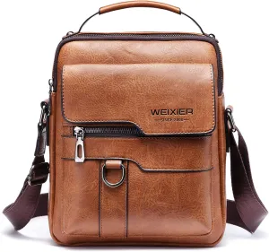 Shoulder Leather Bag Messenger Pack for Men Travel Business Work Casual Day CrossBody Handbag Bag Men's Gift