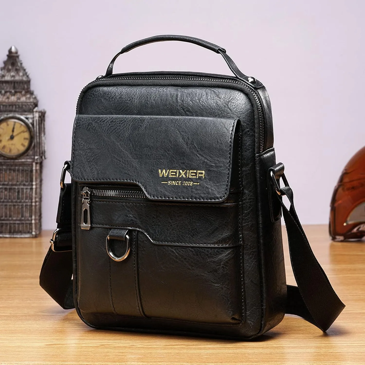 Shoulder Leather Bag Messenger Pack for Men Travel Business Work Casual Day CrossBody Handbag Bag Men's Gift