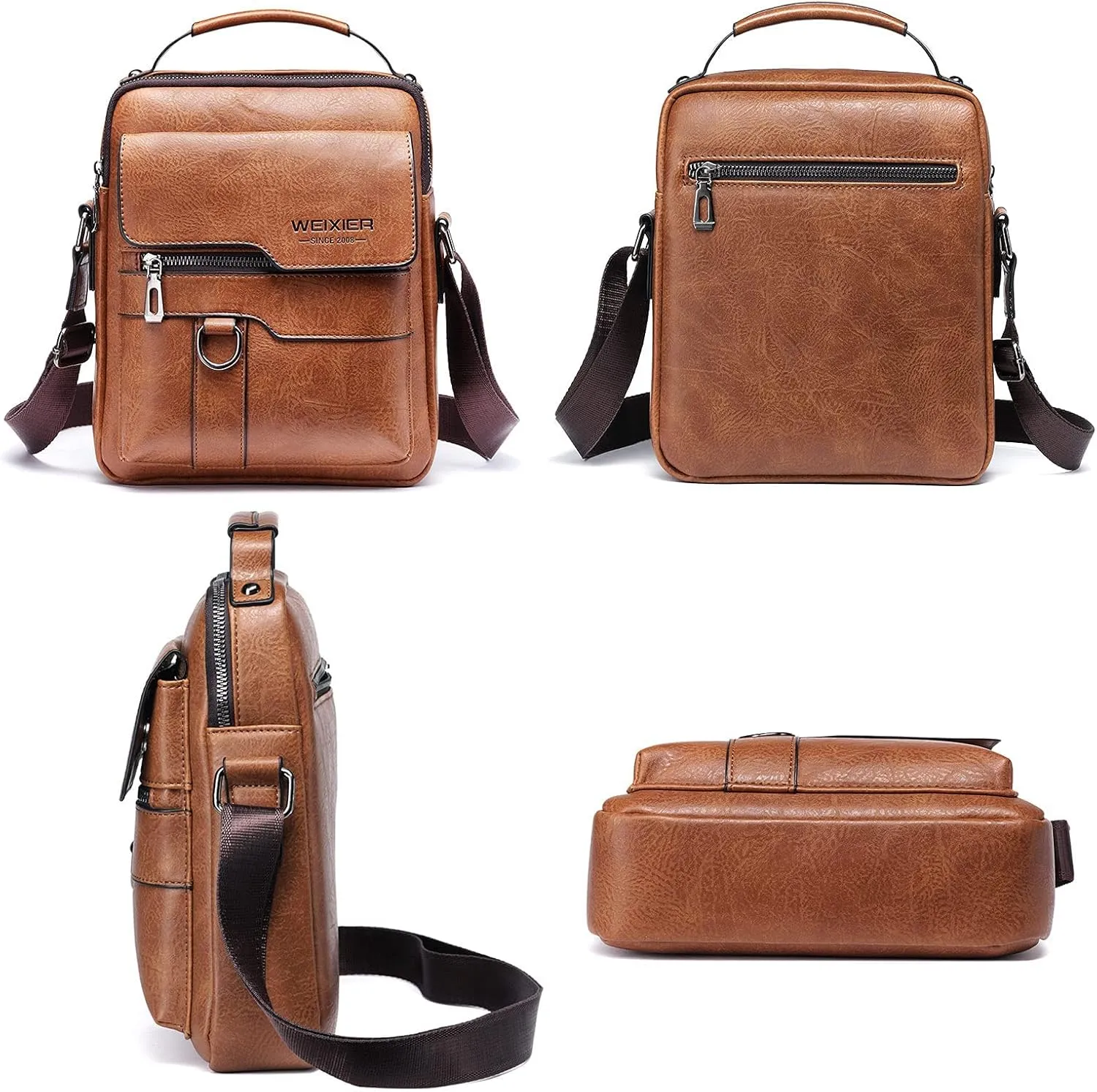 Shoulder Leather Bag Messenger Pack for Men Travel Business Work Casual Day CrossBody Handbag Bag Men's Gift