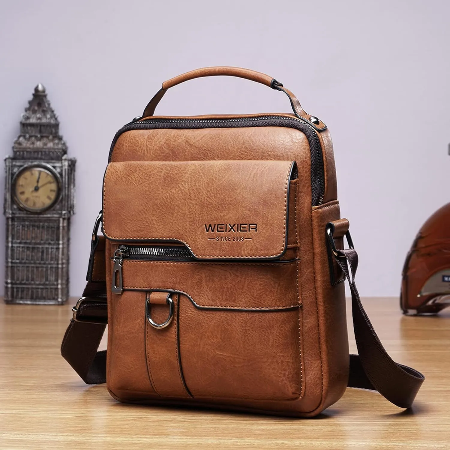 Shoulder Leather Bag Messenger Pack for Men Travel Business Work Casual Day CrossBody Handbag Bag Men's Gift