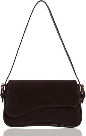 Shoulder Saddle Bag Suede Leather Flap Tote Handbags,Small Vintage Crossbody Underarm Purse