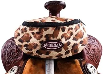 Showman Leopard Print Insulated Nylon Saddle Pouch