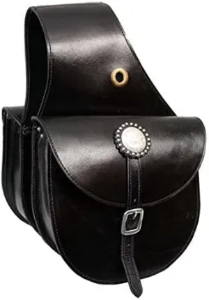 Showman Top Grain Leather Saddle Bag w/Single Buckle Closure (Black)