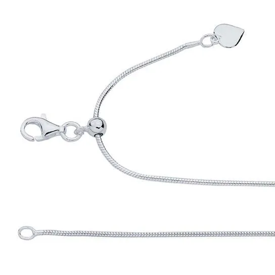 Silver Ajustable Snake Chain ~ 1.1mm