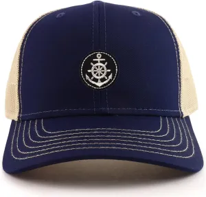 Silver Anchor Patch 2 Tone Mesh Back Trucker Cap