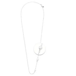 Silver Plated White Pearl Necklace 80cm