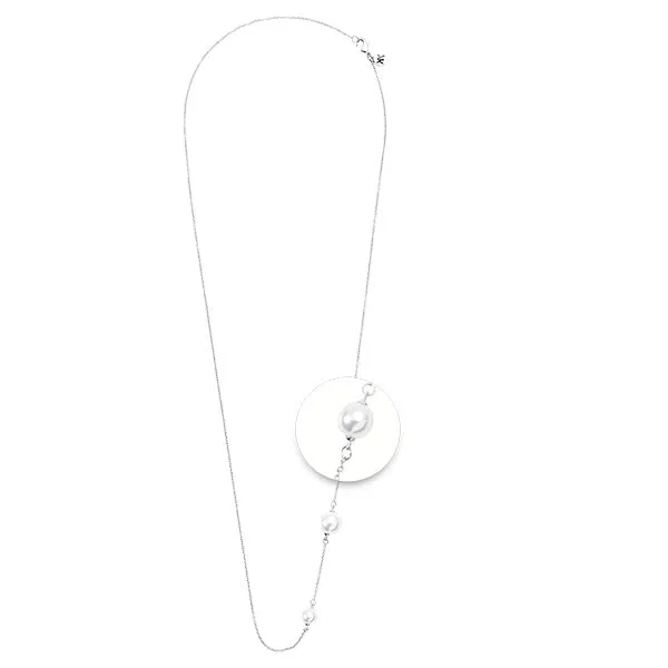 Silver Plated White Pearl Necklace 80cm