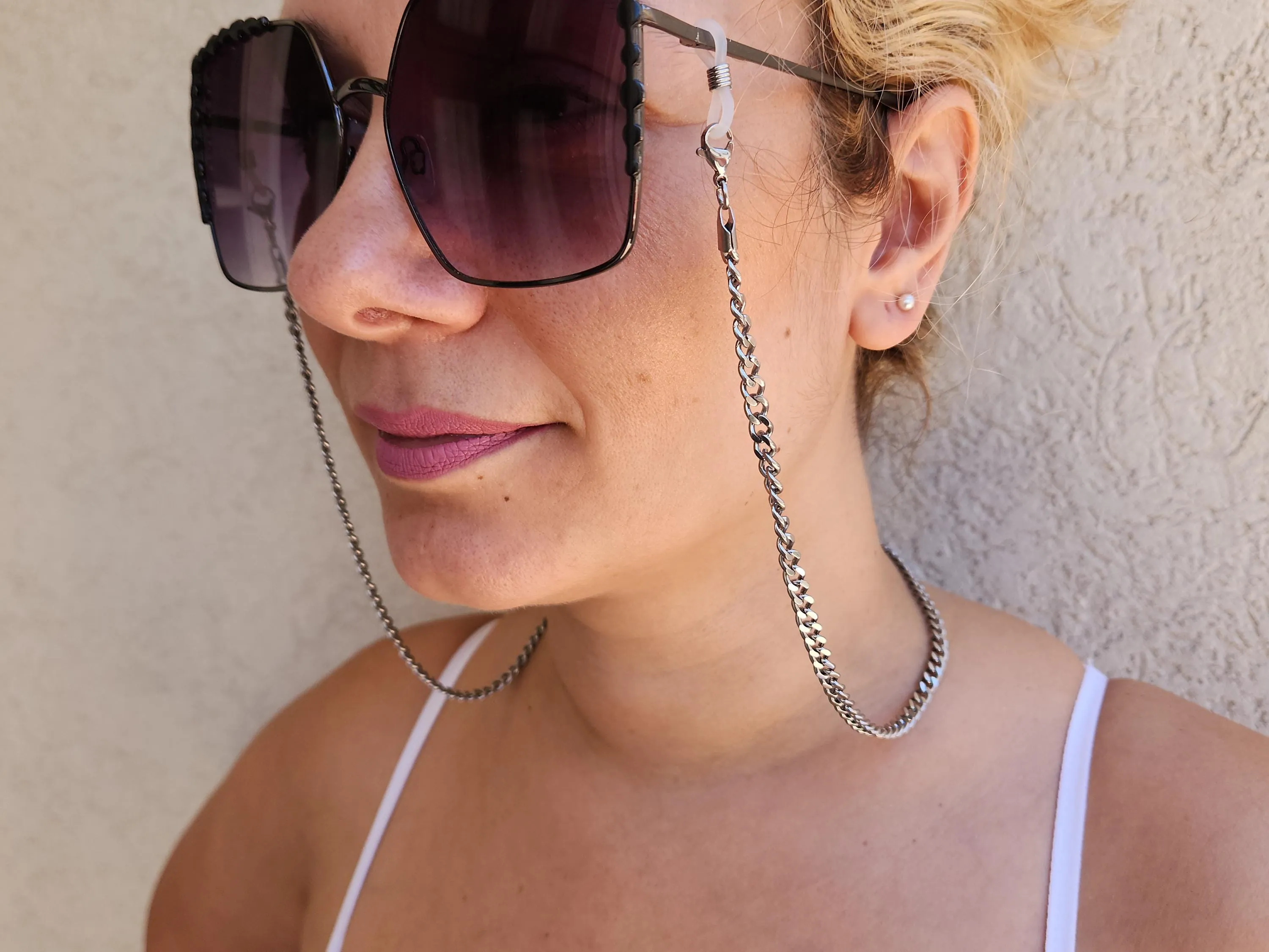 Silver Sunglasses Chain, Gold  Chain For Eyeglasses Face Mask Chain Rope Twist Chain, Custom Glasses Holder  WATERPROOF Her Summer Jewelry.