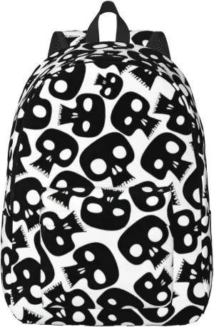 Skulls Large Capacity Backpack, Men'S And Women'S Fashionable Travel Backpack, Leisure Work Bag,