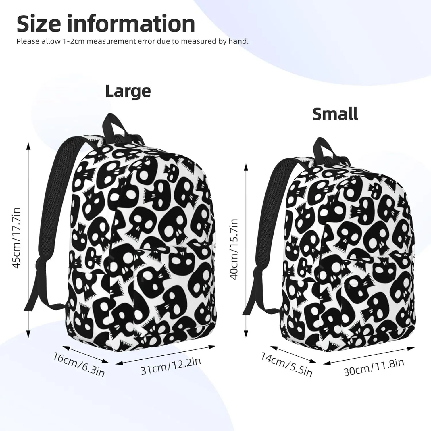 Skulls Large Capacity Backpack, Men'S And Women'S Fashionable Travel Backpack, Leisure Work Bag,