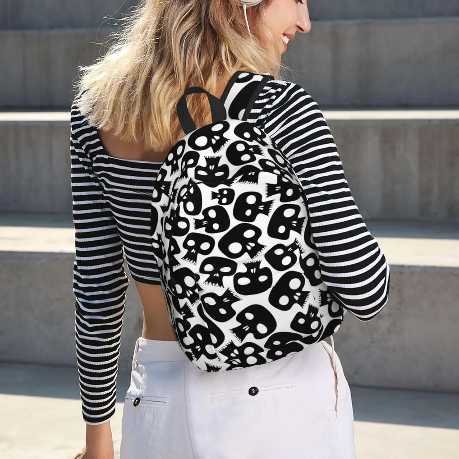 Skulls Large Capacity Backpack, Men'S And Women'S Fashionable Travel Backpack, Leisure Work Bag,