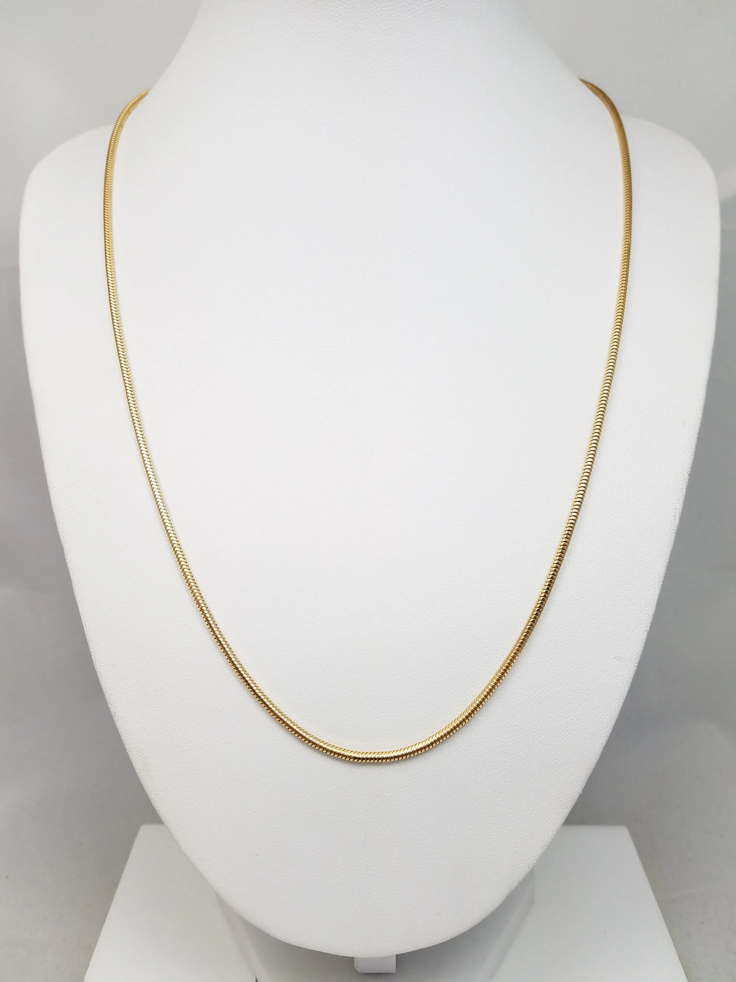 Sleek Solid Snake Chain 20" Necklace in 14k Yellow Gold