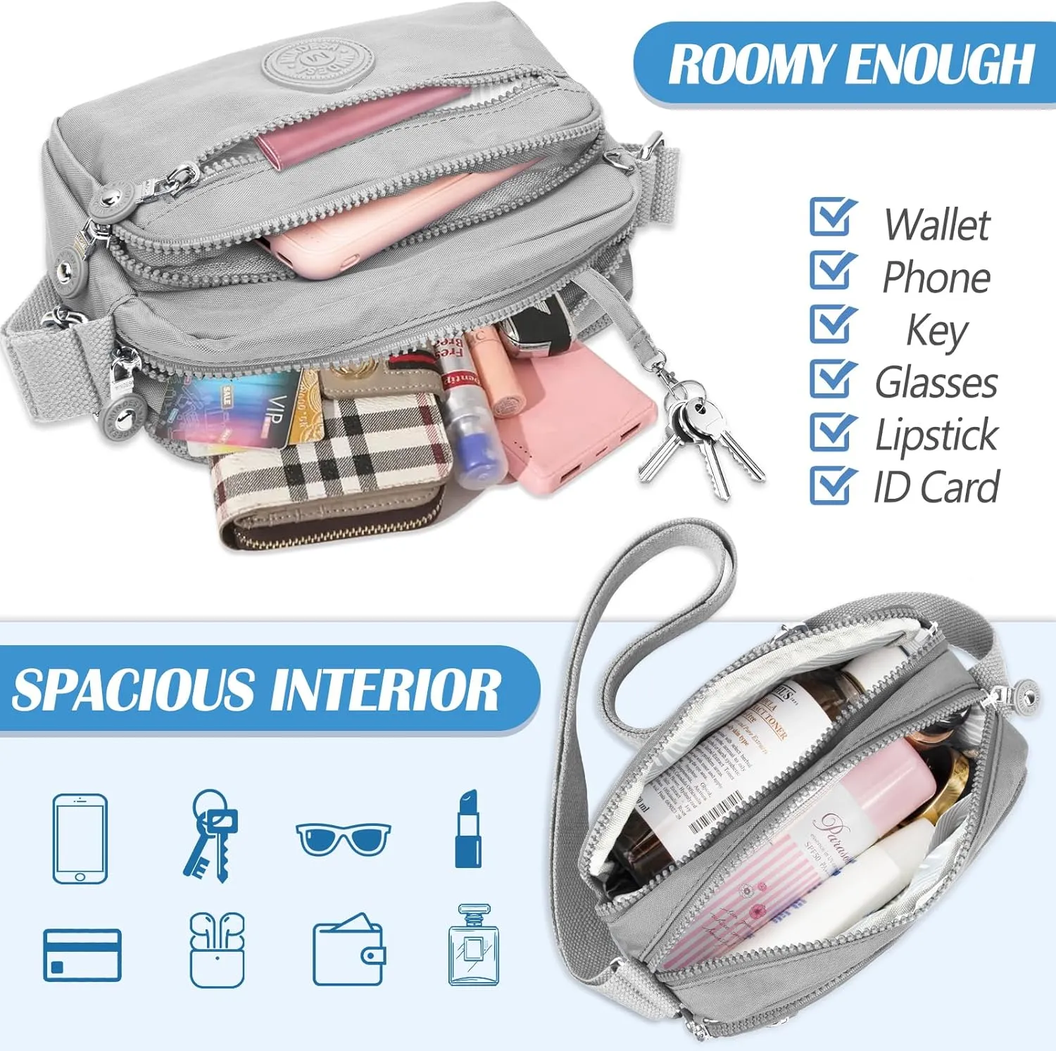 Small Crossbody Bags for Women Nylon Waterproof Lightweight Crossbody Purse Casual Fashion Shoulder Bag Handbags