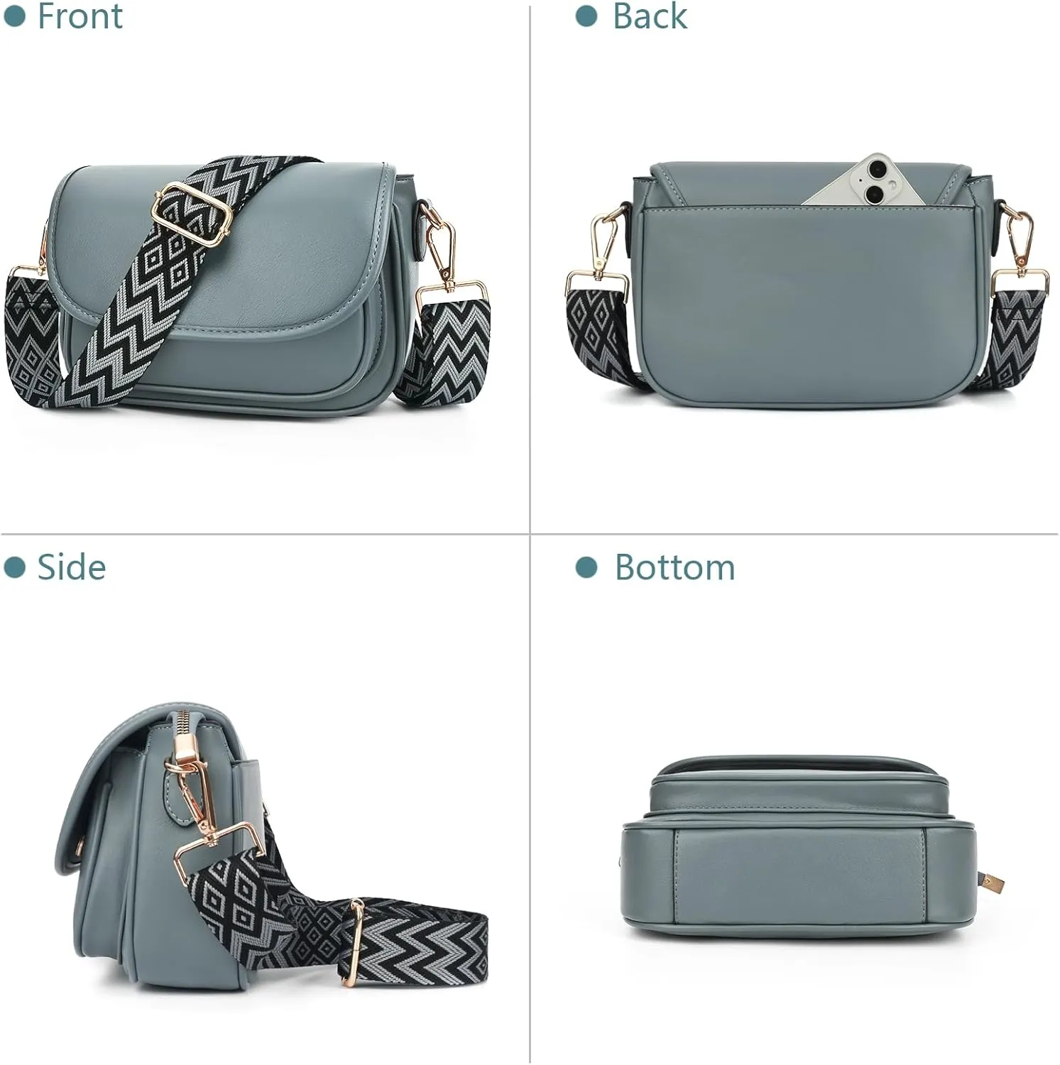 Small Crossbody Bags for Women Trendy Flap Saddle Purses Vegan Leather Shoulder Bags with Guitar Strap